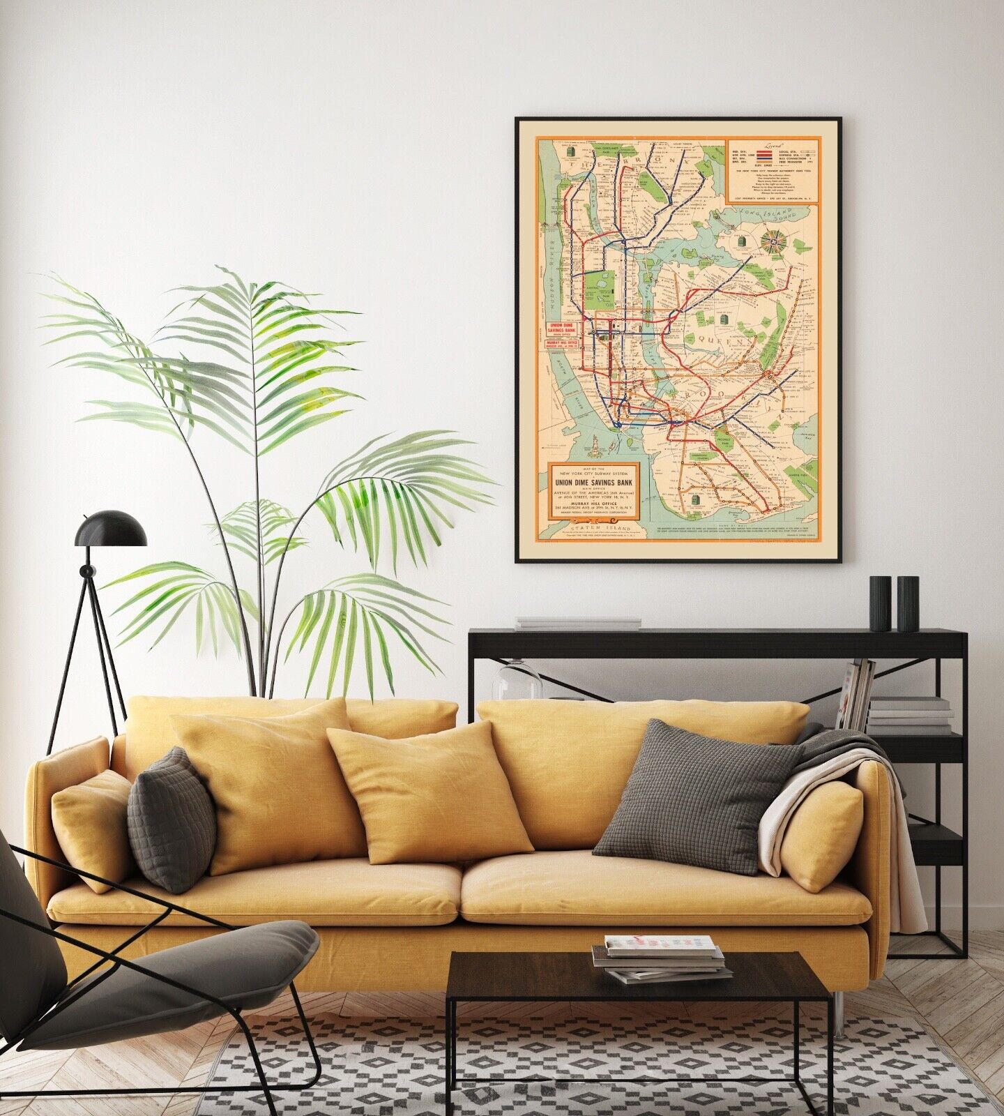 Vintage New York Subway Map Print, NY Map Poster, USA Map Print, Wall Art