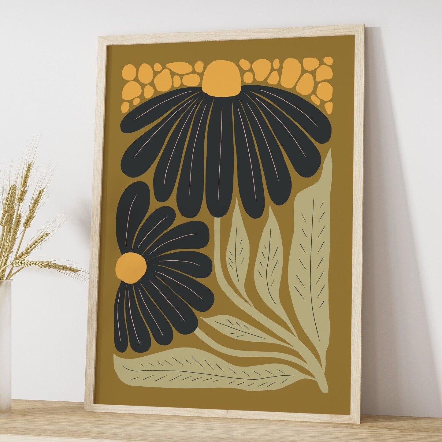 Abstract Retro Flower Art Print, Sixties Flower Print, Vintage Pop Art Wall Art