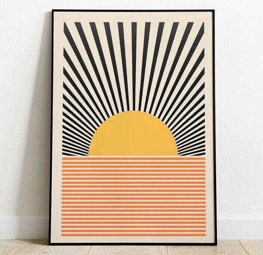 Minimal Sun Print, Bauhaus Inspired Print, Wall Art, Home Decor, Abstract Art