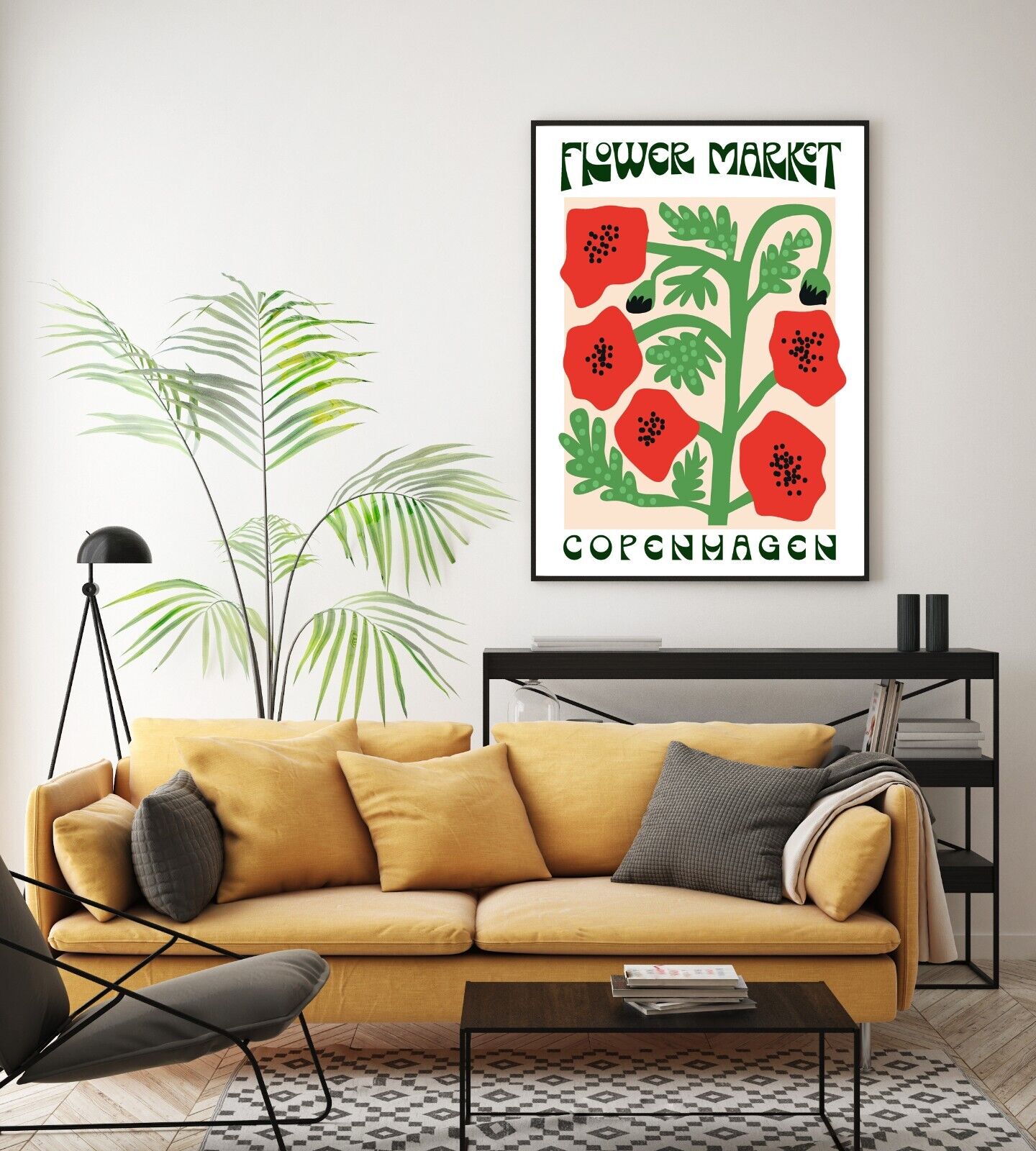 Copenhagen Flower Market Print, Floral Wall Art Poster, Poppy Print, Home Decor