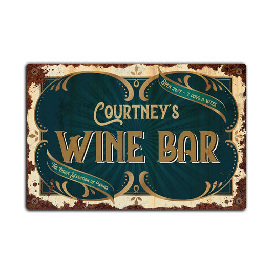 Personalised Wine Bar Metal Plaque, Home Bar Name Plaque, Tin Sign, Pub Sign