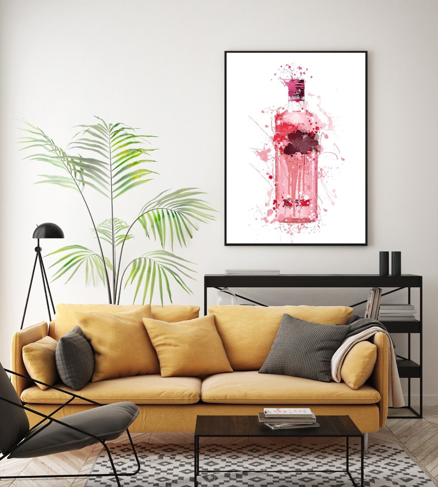 Pink Gin Print, Gin Art, Gin wall art, Home Bar Poster, Kitchen Poster