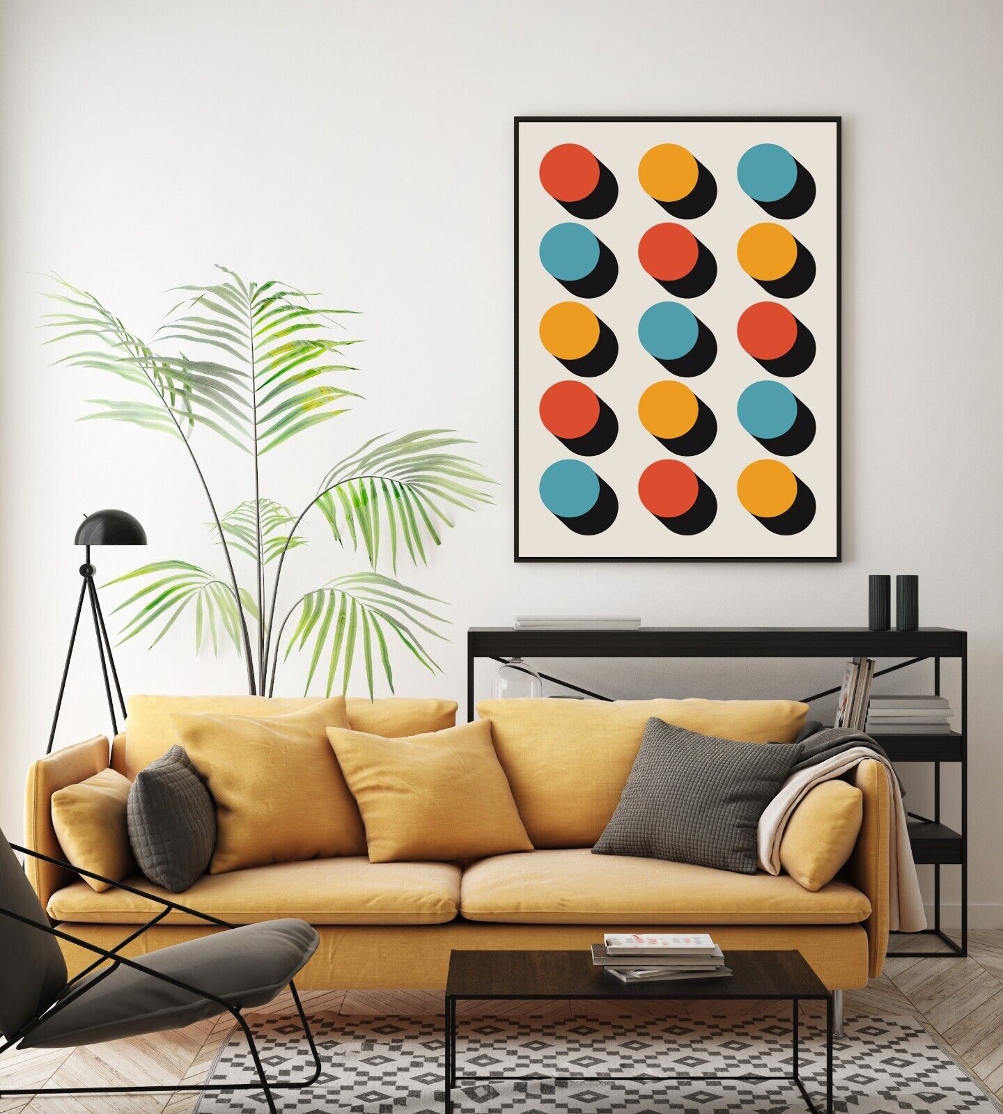 Retro Polkadots Art Print, Vintage Dots Print, Mid Century Wall Art