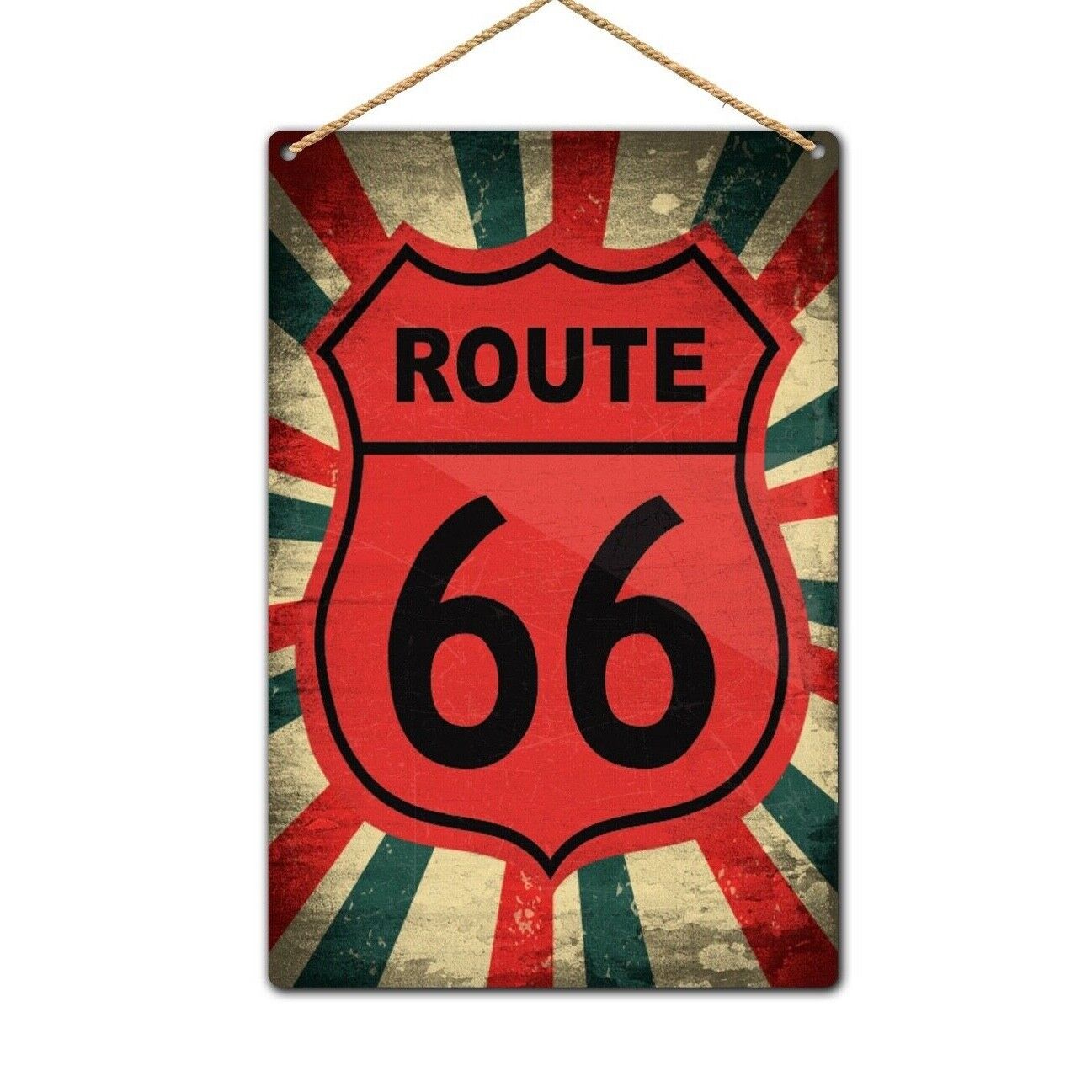 Route 66 Metal Plaque, Retro Americana Plaque, Man Cave Plaque