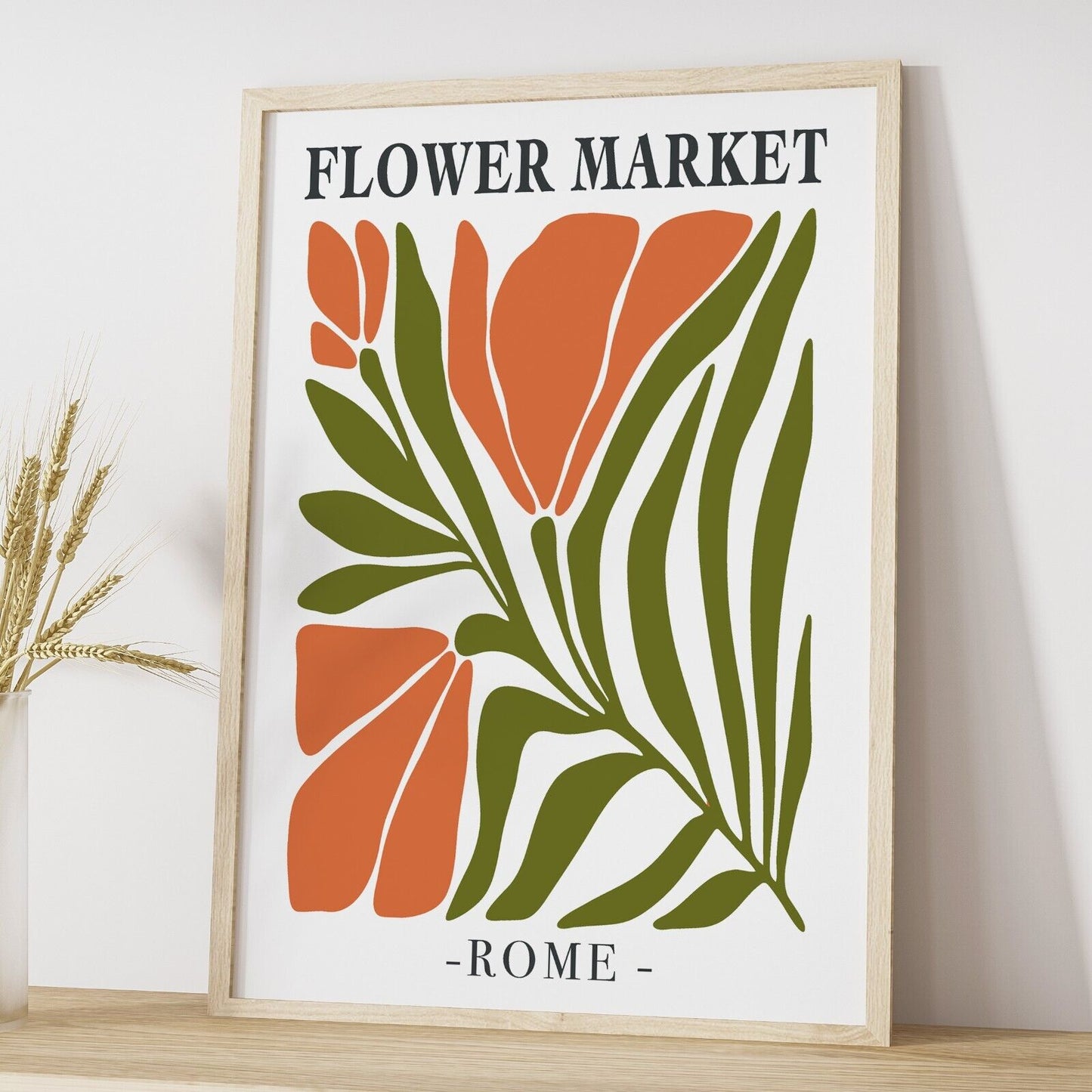 Set of 3 Retro Flower Market Art Prints,  Abstract Wall Art, Botanical Prints