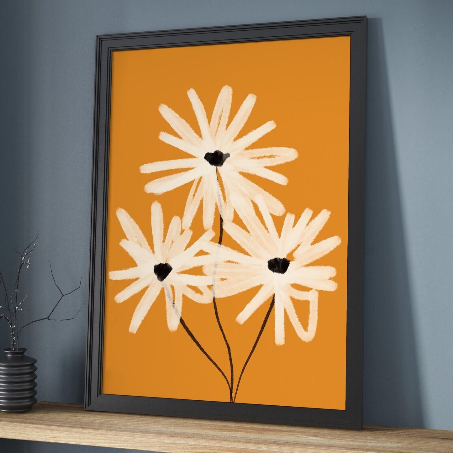 Unique Flower Art Print, Floral Art, Mustard Flowers hand painted botanical Art