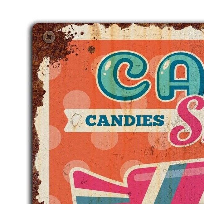 Candy Shop Advert Tin Sign, Vintage Sweet Shop Tin Sign, Ice Lolly Metal Plaque