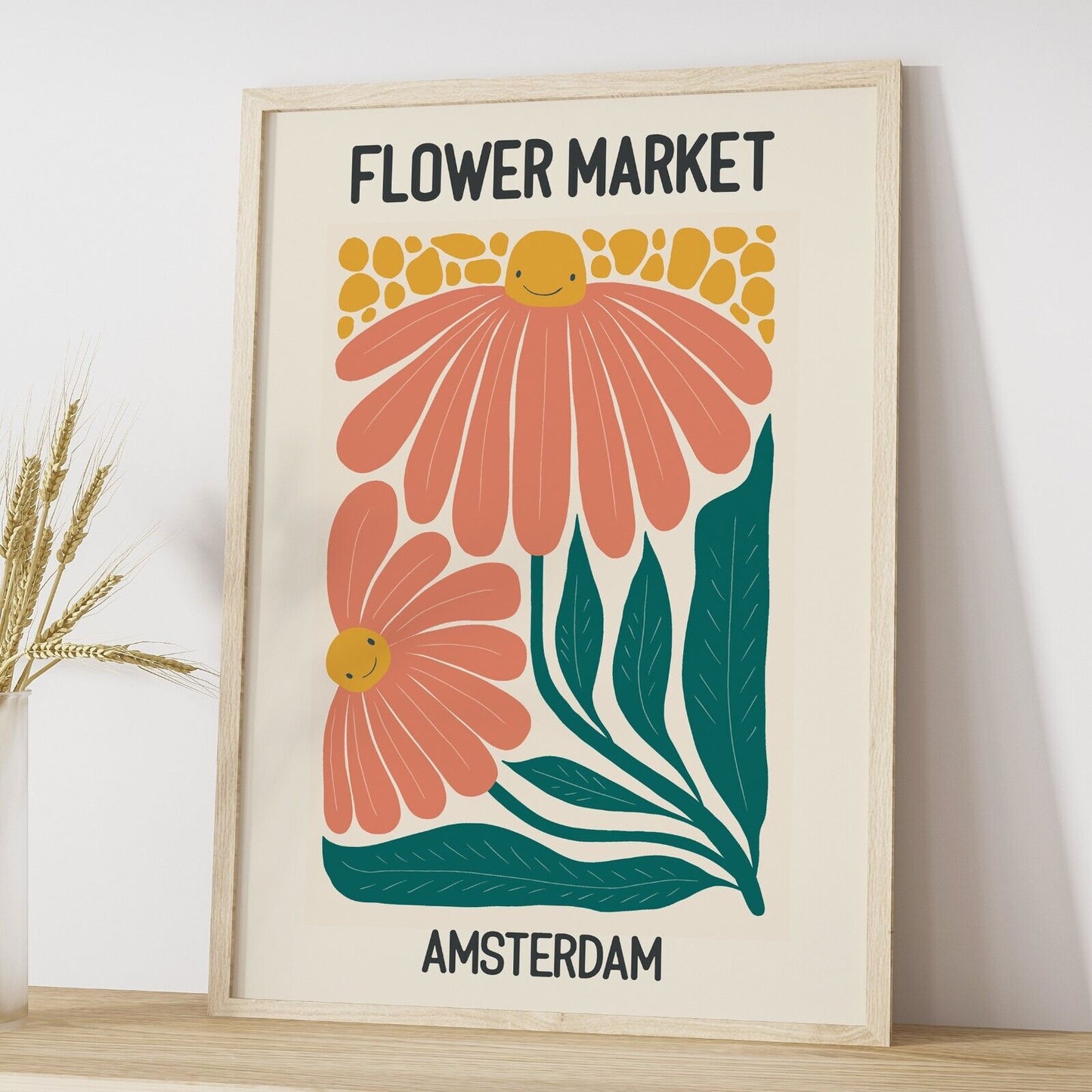 Set of 3 Flower Market Art Prints,  Abstract Wall Art Posters, Botanical Prints