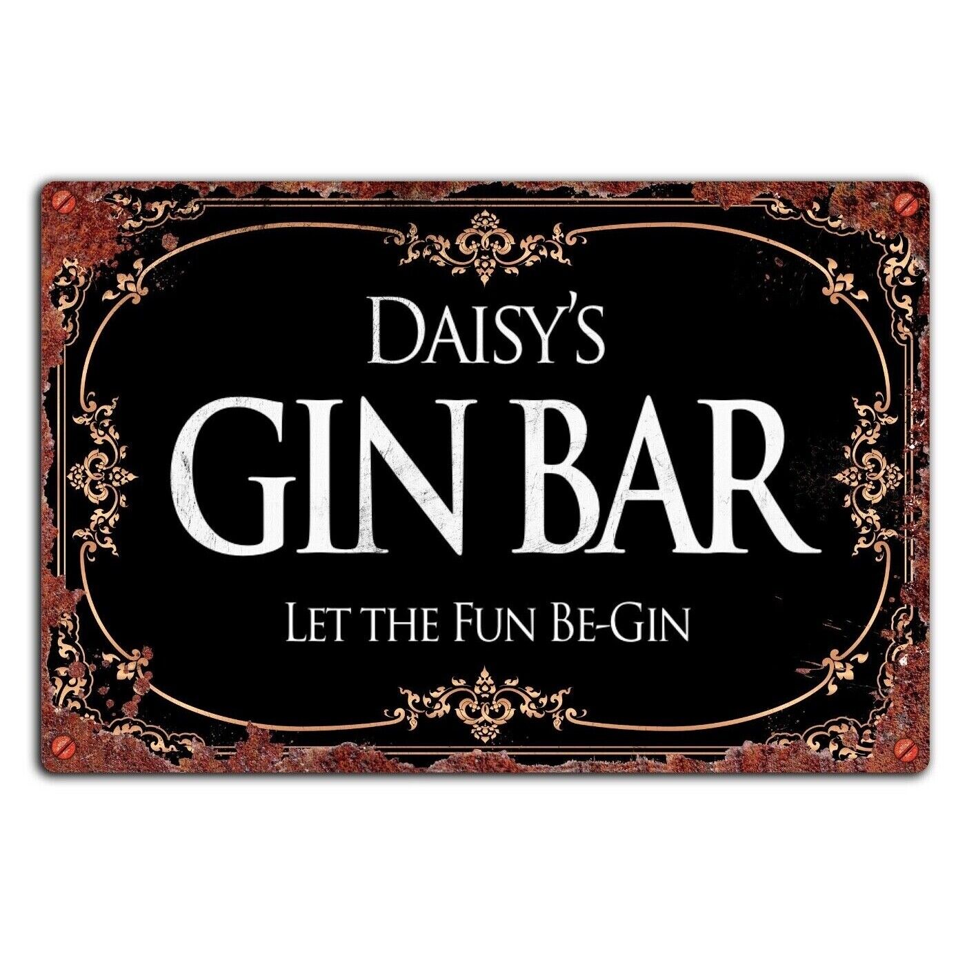 PERSONALISED Gin Bar Name Plaque, Tin Plaque, Tin Sign, Door Sign, Gin Lovers