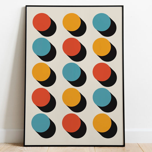 Retro Polkadots Art Print, Vintage Dots Print, Mid Century Wall Art