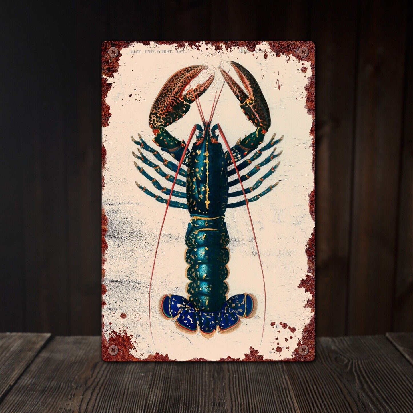 Vintage Lobster Tin Sign, Kitchen Wall Plaque, Seafood Tin Sign,