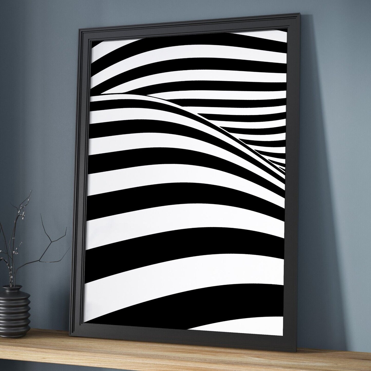 Set of 3 Monochrome Swirls Art Prints, Psychedelic Lines Print, Abstract Print