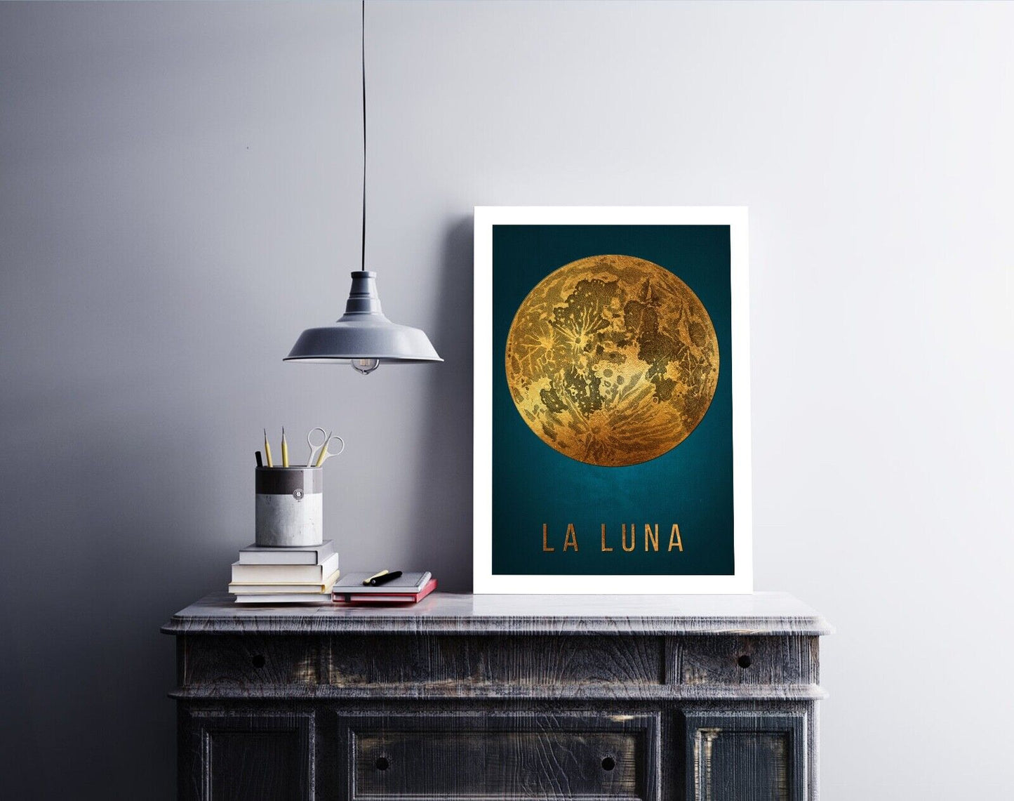 Moon Print, Gold Effect Moon Art Print, Wall Art, Home Decor