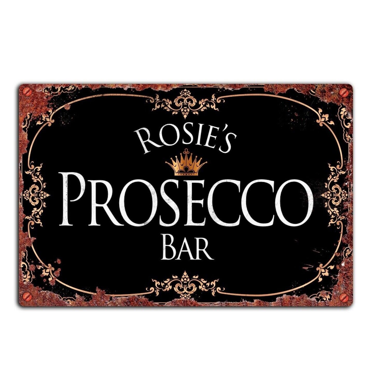 PERSONALISED Prosecco Bar Name Plaque, Tin Plaque, Tin Sign, Door Sign