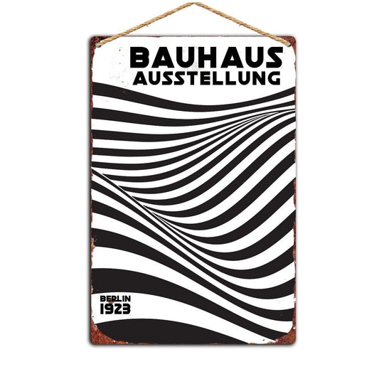 Bauhaus Metal Wall Plaque, Trippy Art Aluminium Vintage Rust Effect Metal Plaque
