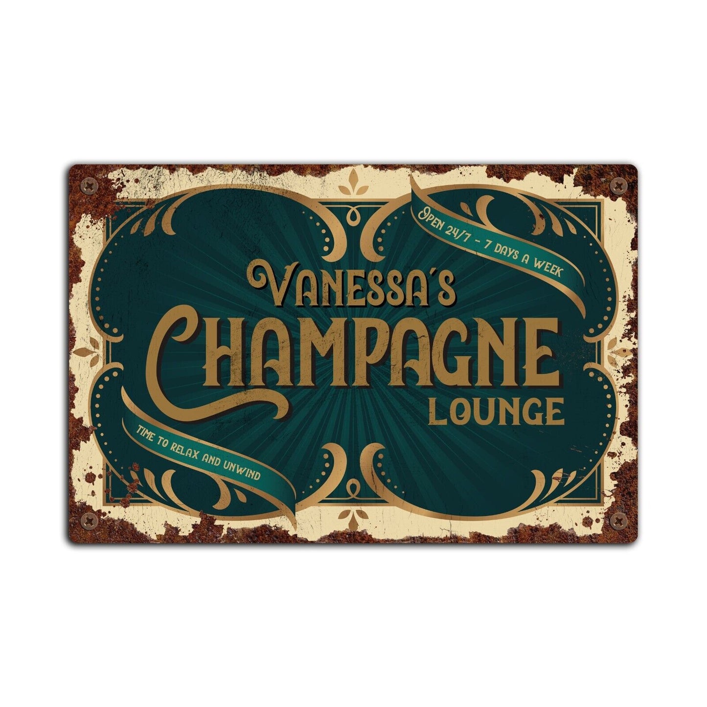 Vintage PERSONALISED Champagne Metal Sign, Tin Sign, Metal Plaque, Home Bar