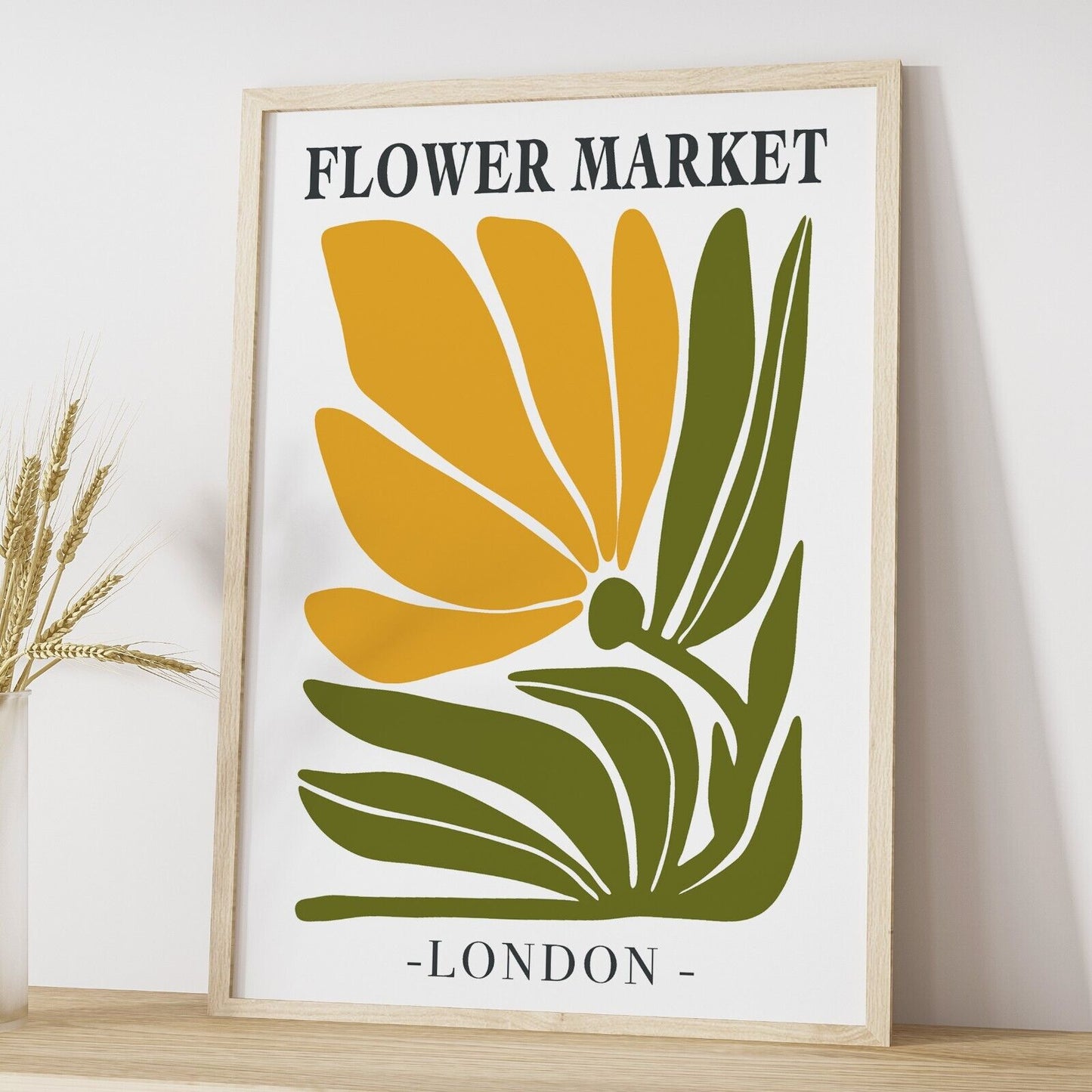 Set of 3 Retro Flower Market Art Prints,  Abstract Wall Art, Botanical Prints