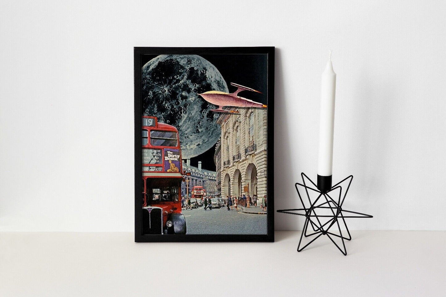 Sci Fi Art Print, Collage Art Print, London Bus Print, Space Age Print