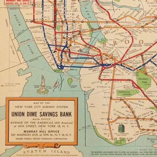 Vintage New York Subway Map Print, NY Map Poster, USA Map Print, Wall Art