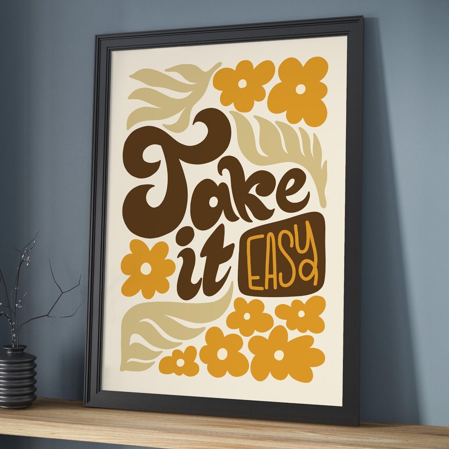 Take It Easy Art Print, Retro Style Wall Art, Sixties Inspired Art Print