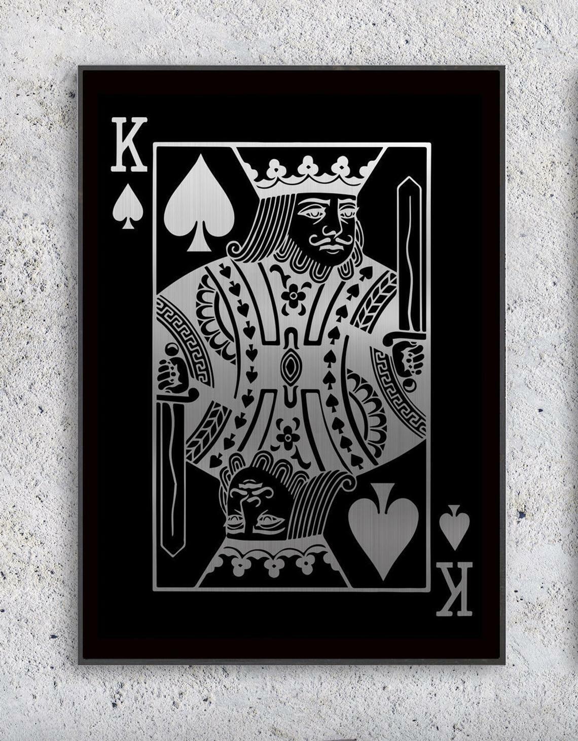 Pair of Silver Effect Playing Card Prints, Playing card Posters, Wall Art