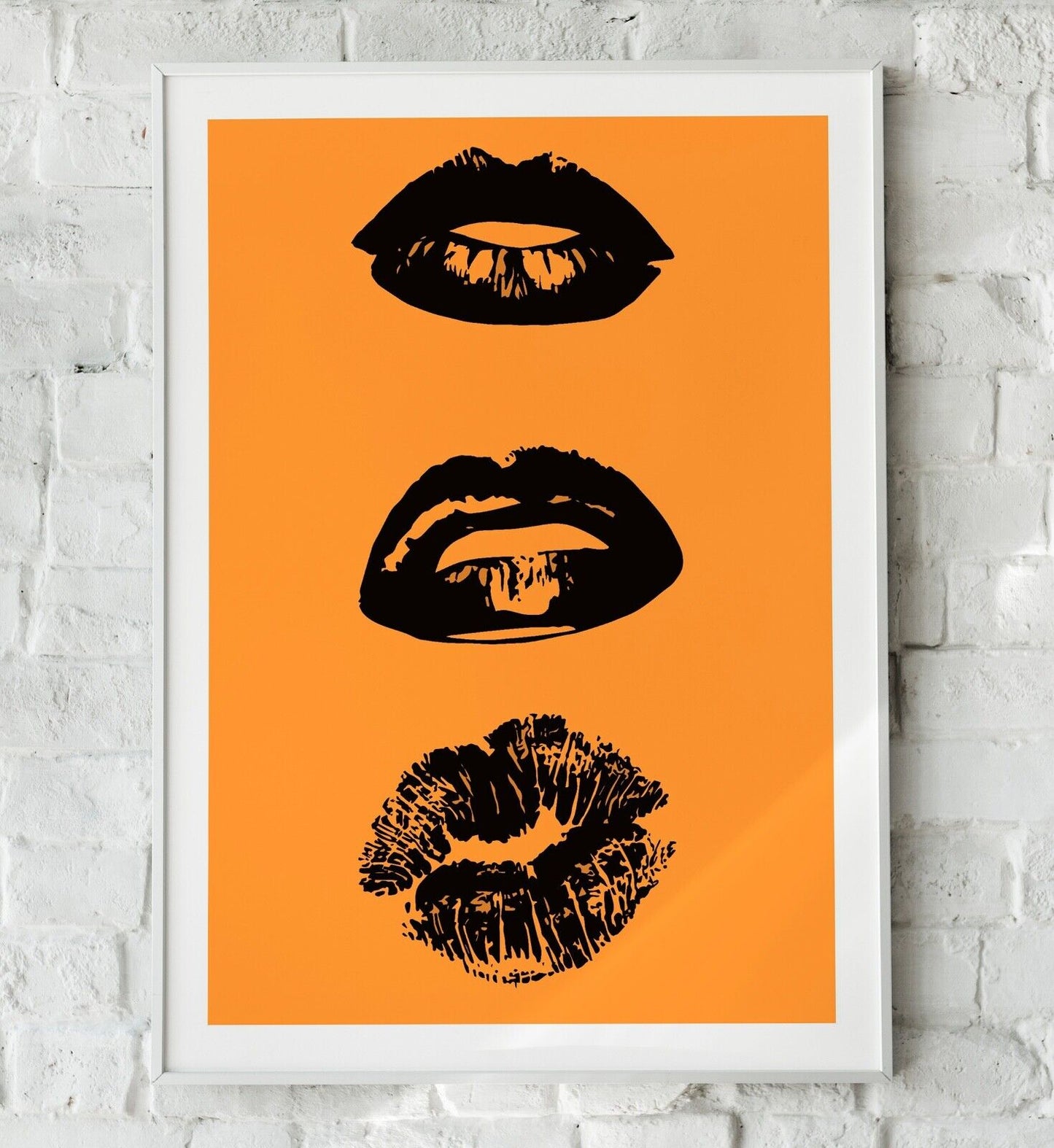 Pop Art Lips Art Print, Black Lips Print, Wall Art.