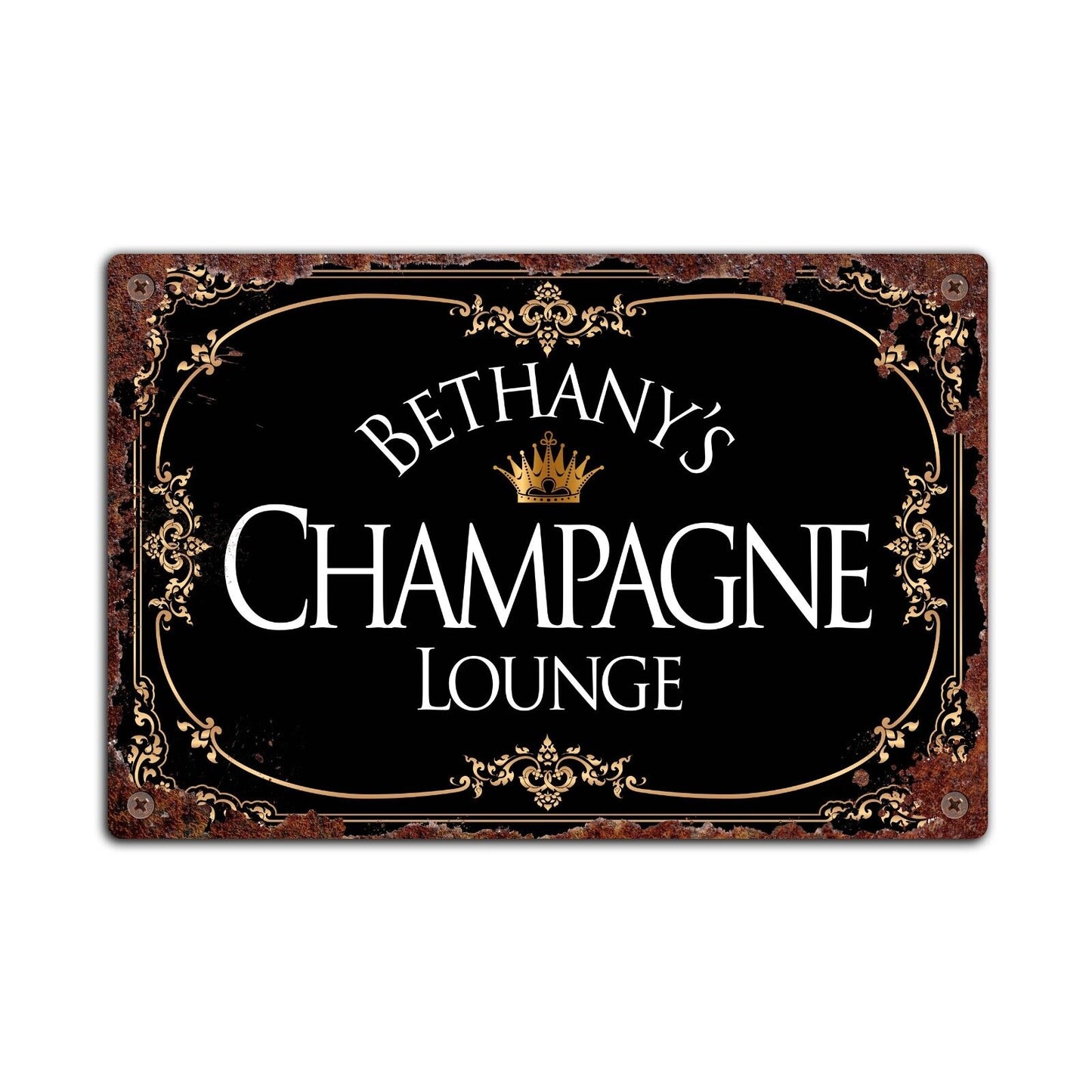 PERSONALISED Champagne Lounge Name Plaque, Tin Plaque, Tin Sign, Door Sign