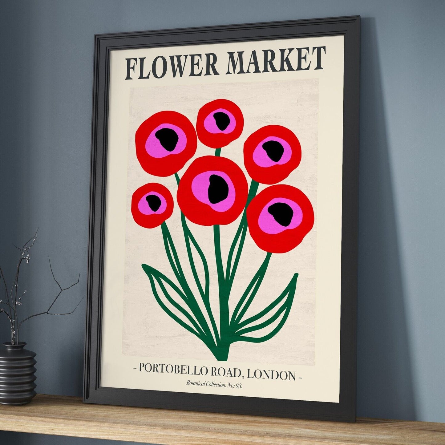 Flower Market Art Print, Portobello Road Poppies Flower Market Art Print