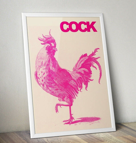 Cock Print, Pink Cock Poster, Pop Art Print, Wall Art