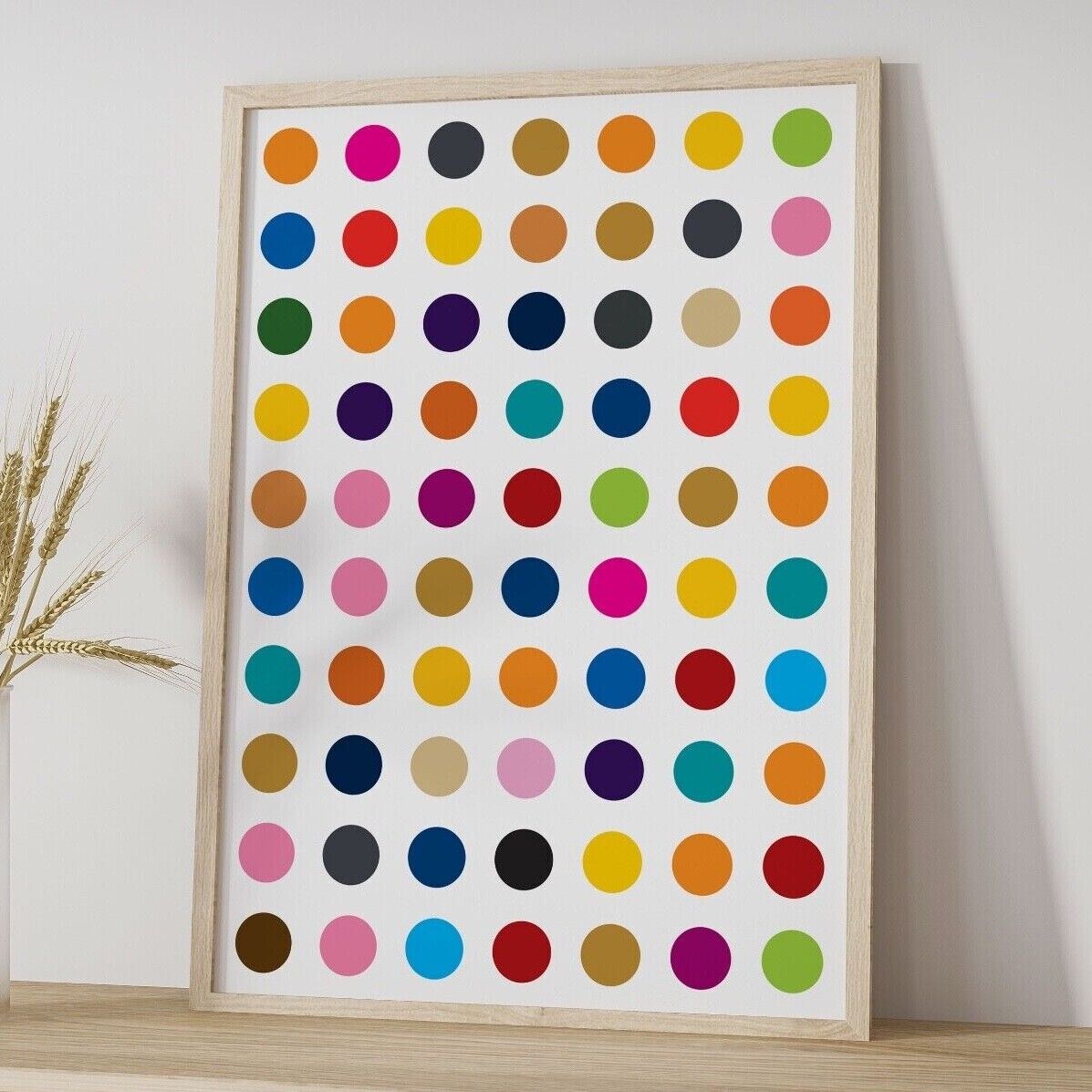 Colourful Polkadots Art Print, Damien Inspired Art Print, Minimal Shape Print