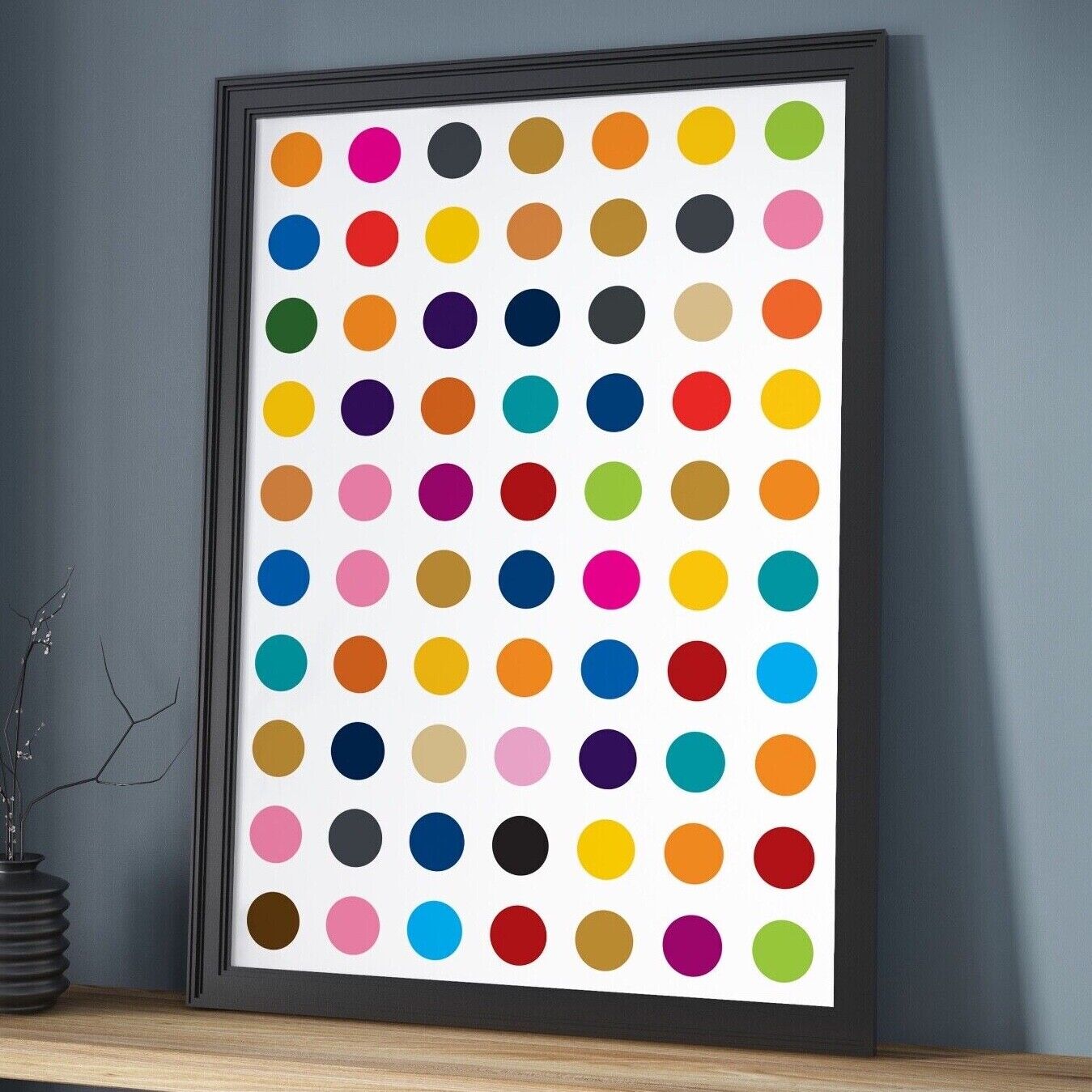 Colourful Polkadots Art Print, Damien Inspired Art Print, Minimal Shape Print