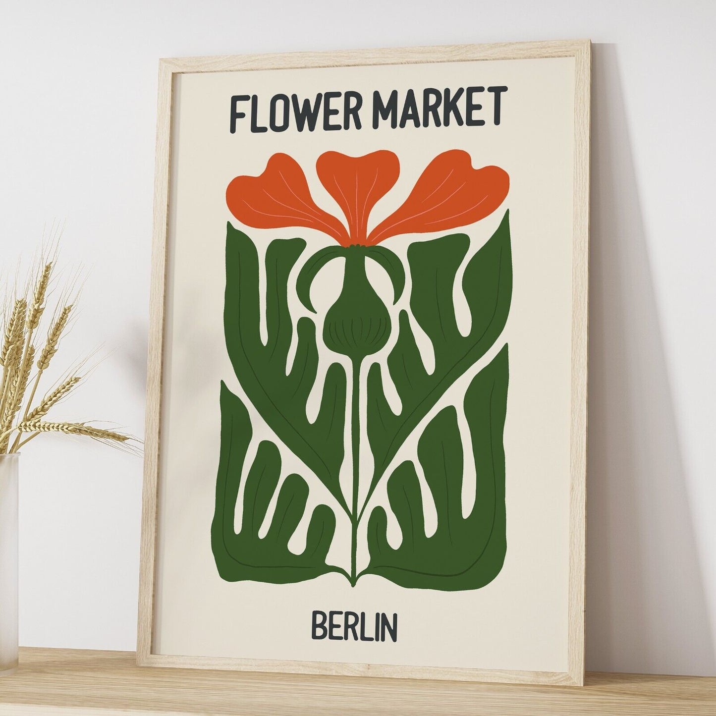 Set of 3 Flower Market Art Prints,  Abstract Wall Art Posters, Botanical Prints