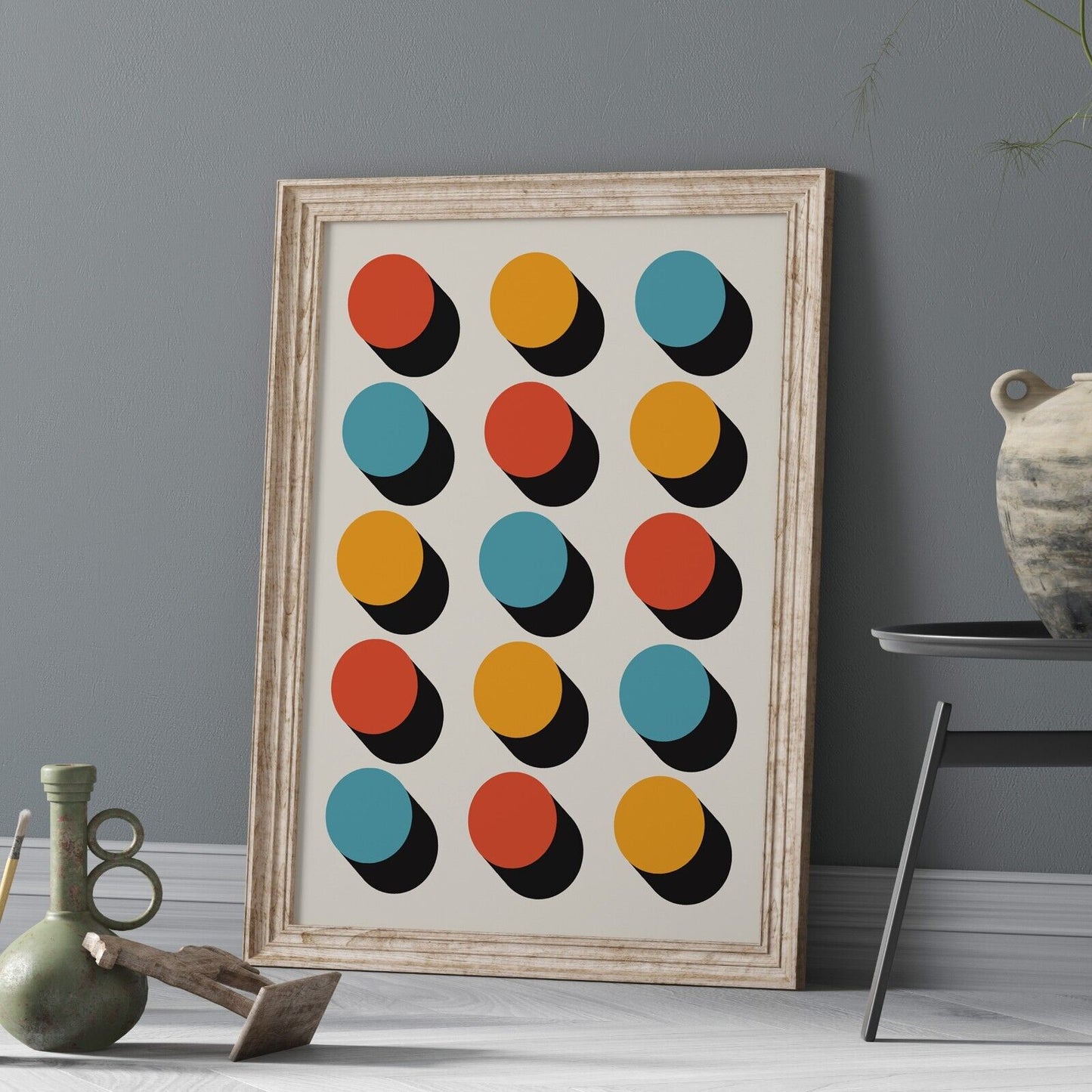 Retro Polkadots Art Print, Vintage Dots Print, Mid Century Wall Art