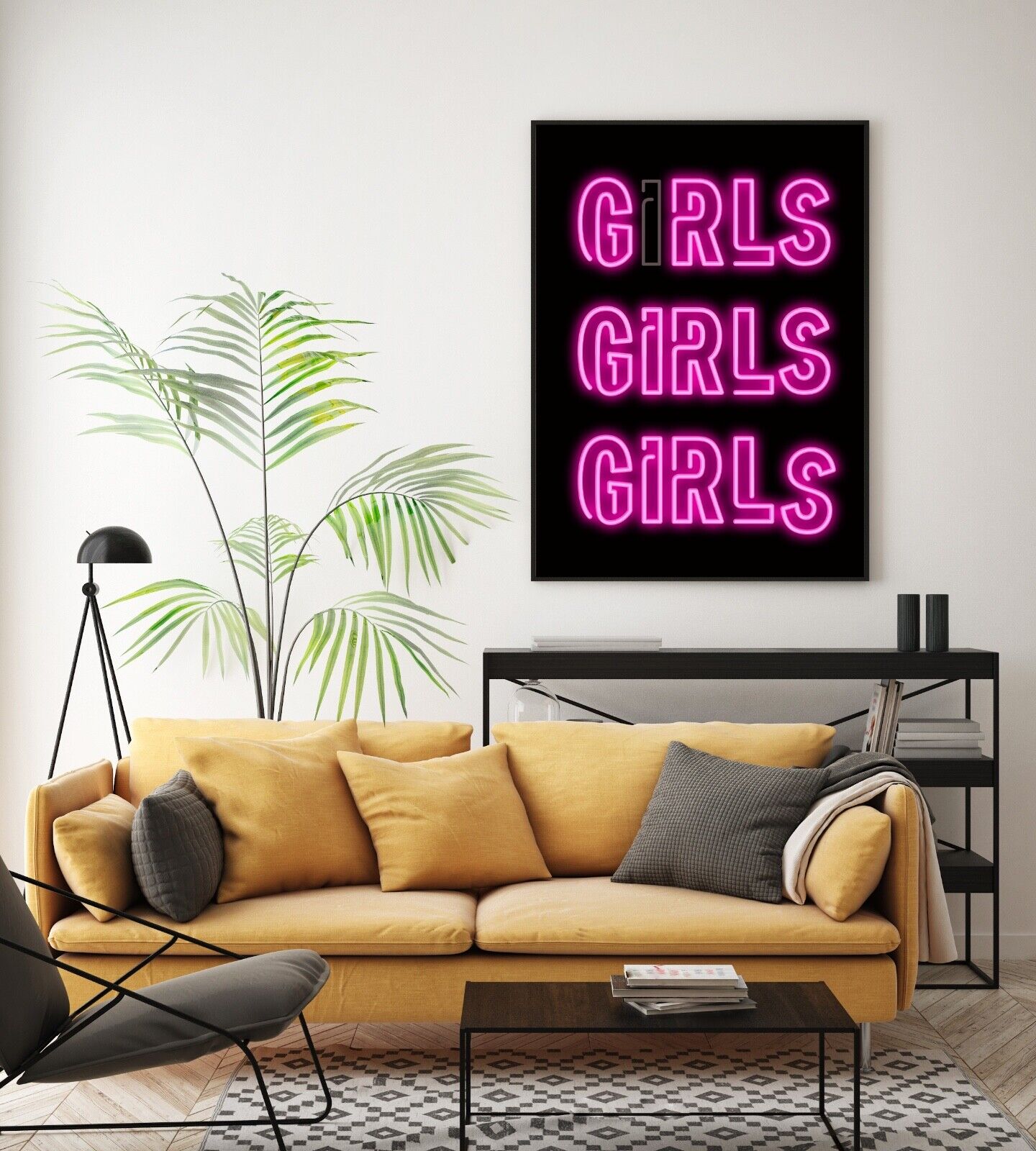 Girls Neon Effect Print, Neon Poster, Wall art,