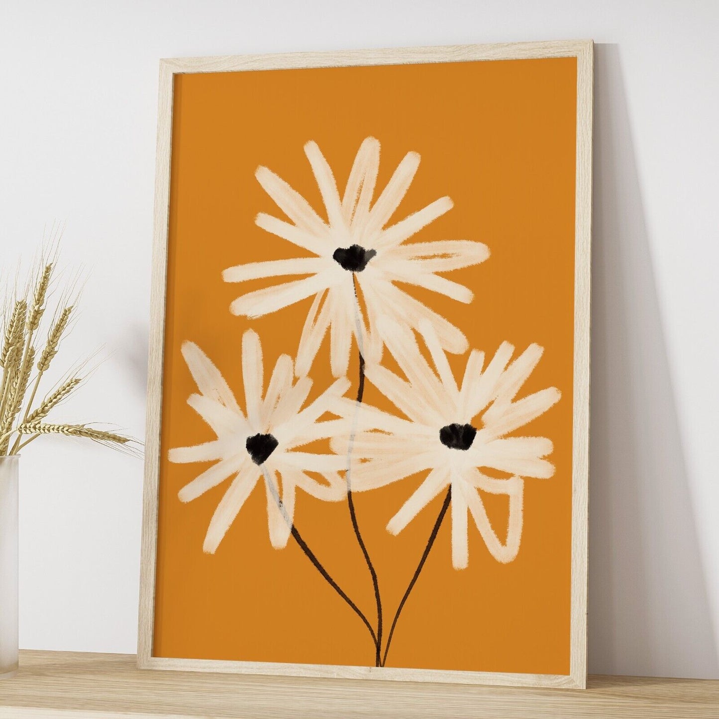 Unique Flower Art Print, Floral Art, Mustard Flowers hand painted botanical Art