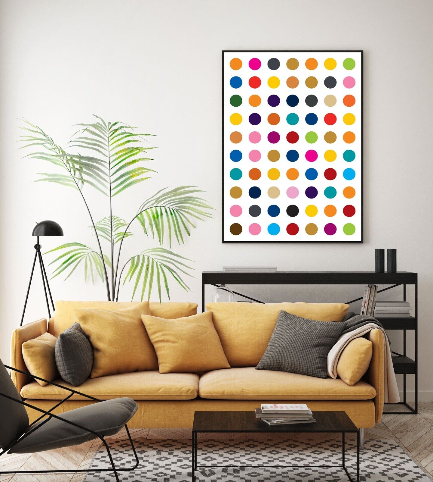 Colourful Polkadots Art Print, Damien Inspired Art Print, Minimal Shape Print