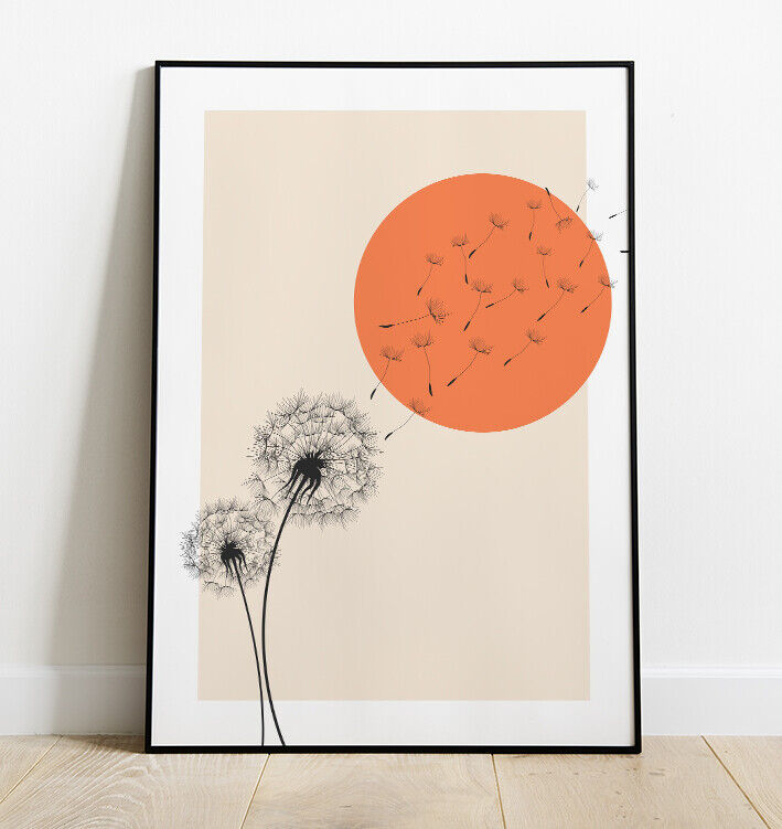 Dandelion Art Print, Dandelion Minimal Wall Art, Home Decor, Wall Prints