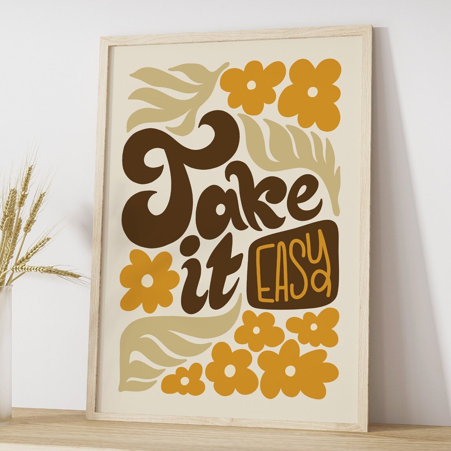 Take It Easy Art Print, Retro Style Wall Art, Sixties Inspired Art Print