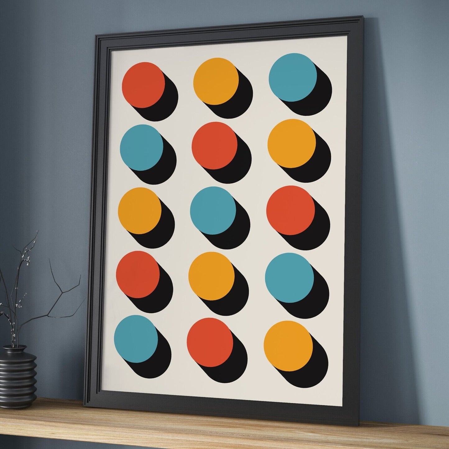 Retro Polkadots Art Print, Vintage Dots Print, Mid Century Wall Art