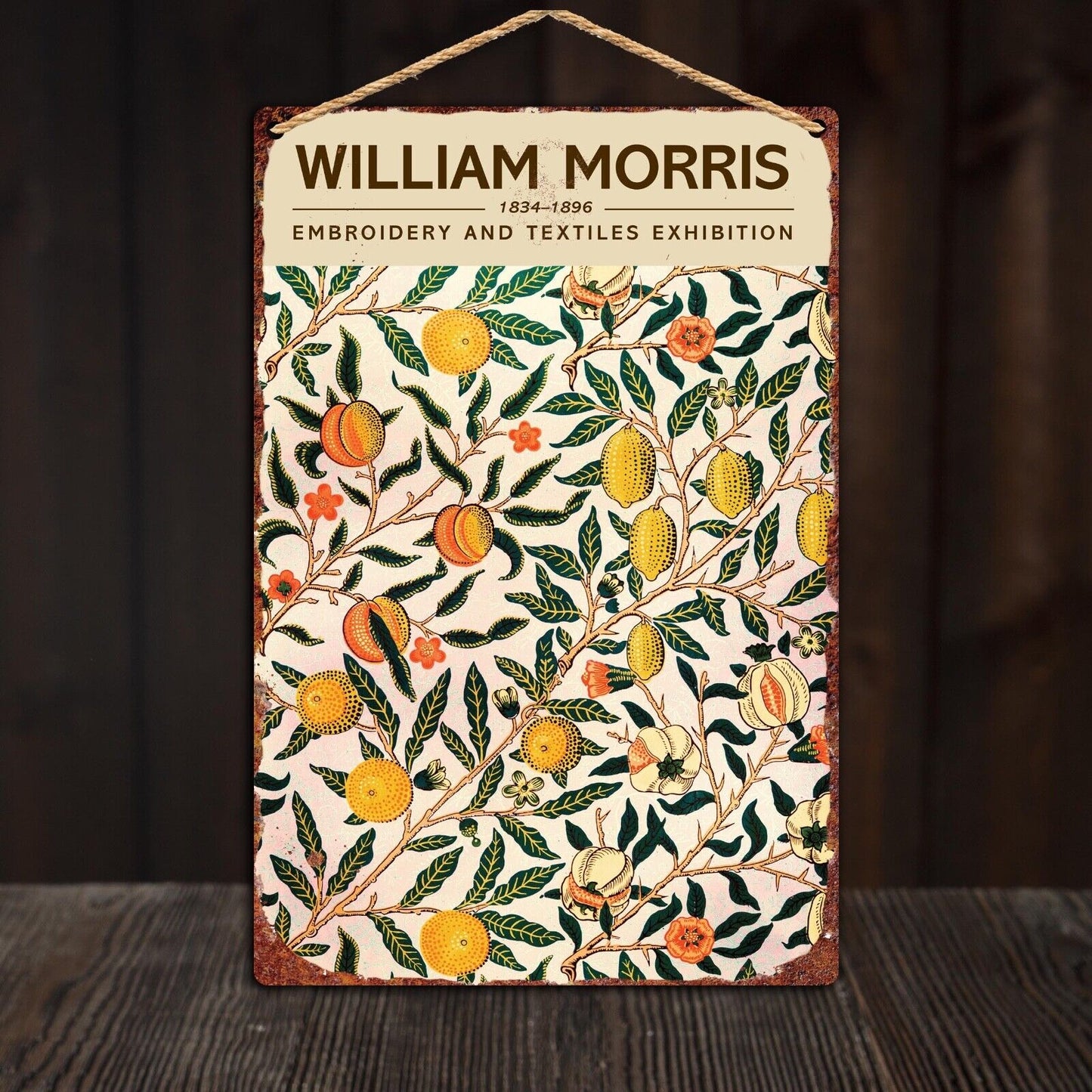 William Morris Fruit Pattern Metal Plaque, Wall Decor, Home decor