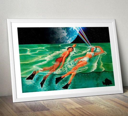 Swimming TRIP, Sci-Fi Digital collage Art Print. Sci Fi Poster