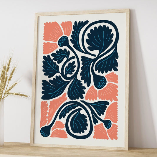 Art Nouveau Floral Art Print, Home Decor, Contemporary Wall Gallery Print