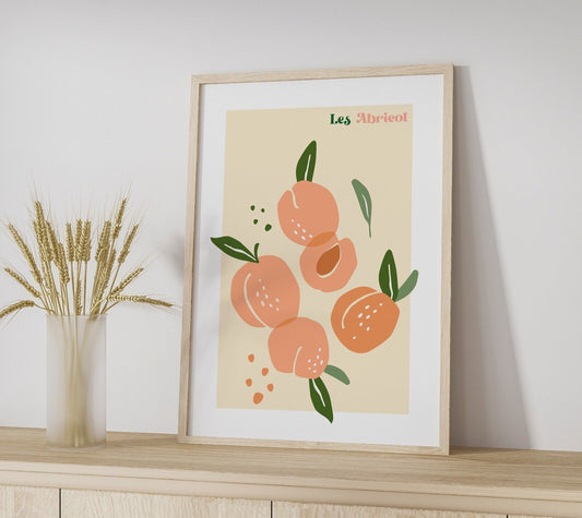 Apricot Fruit Art Print, Kitchen Artwork, Kitchen Wall Art, Fruit Print