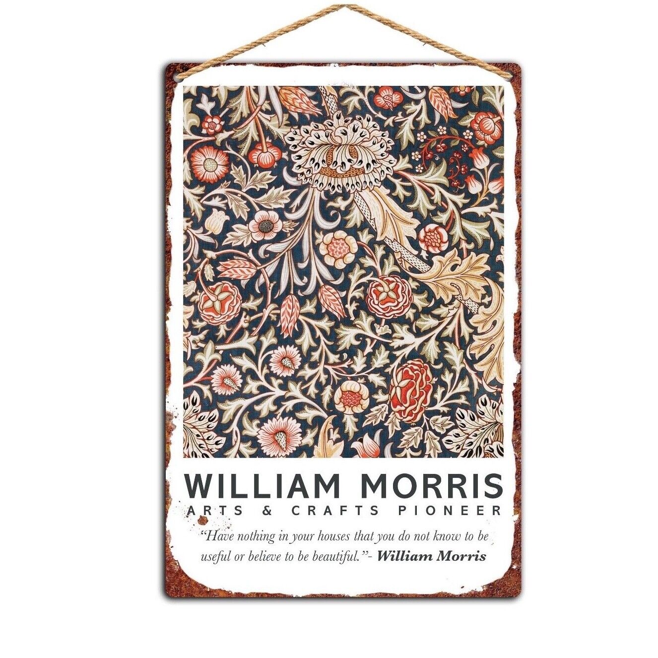 William Morris Floral Metal Plaque, Wall Decor, Arts and Crafts Decor