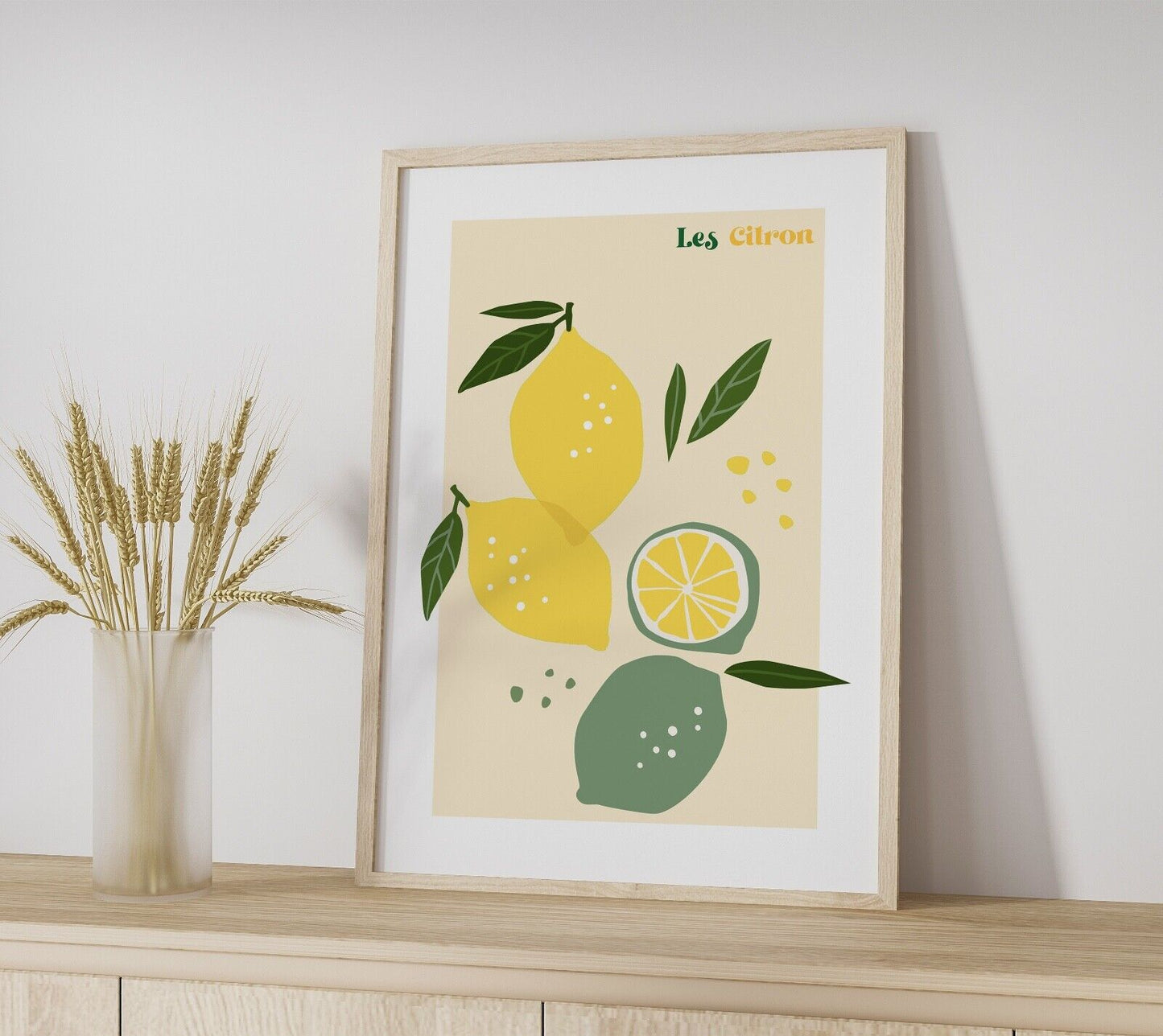 Lemon Fruit Art Print, Kitchen Artwork, Kitchen Wall Art, Fruit Print