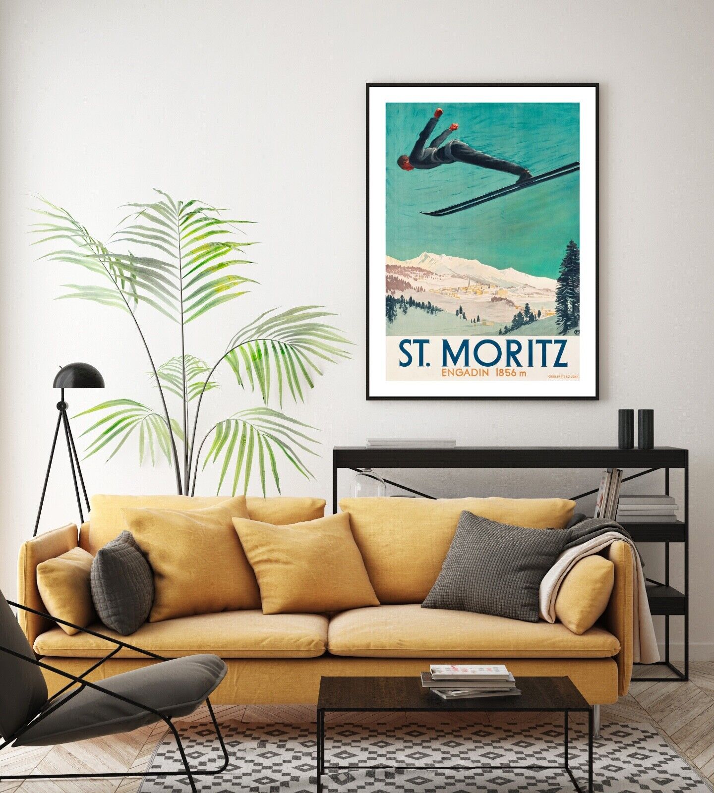 Vintage Skiing Print, St Moritz Print, Ski Print, St. Moritz Art Poster