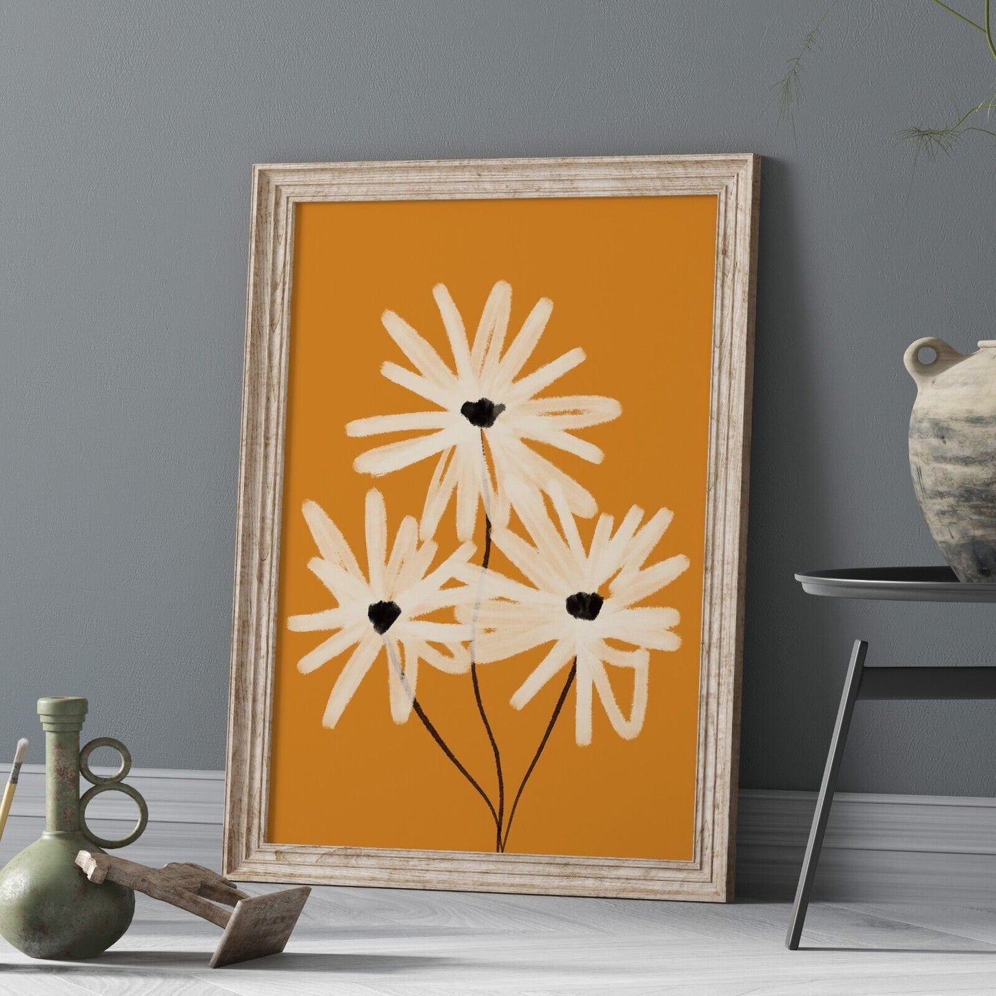 Unique Flower Art Print, Floral Art, Mustard Flowers hand painted botanical Art