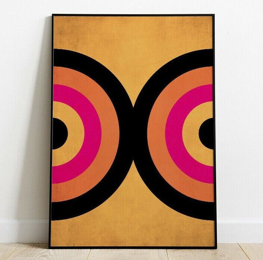 Retro Shapes Art Print, 1970's inspired Art Poster, Wall Art, Home Decor