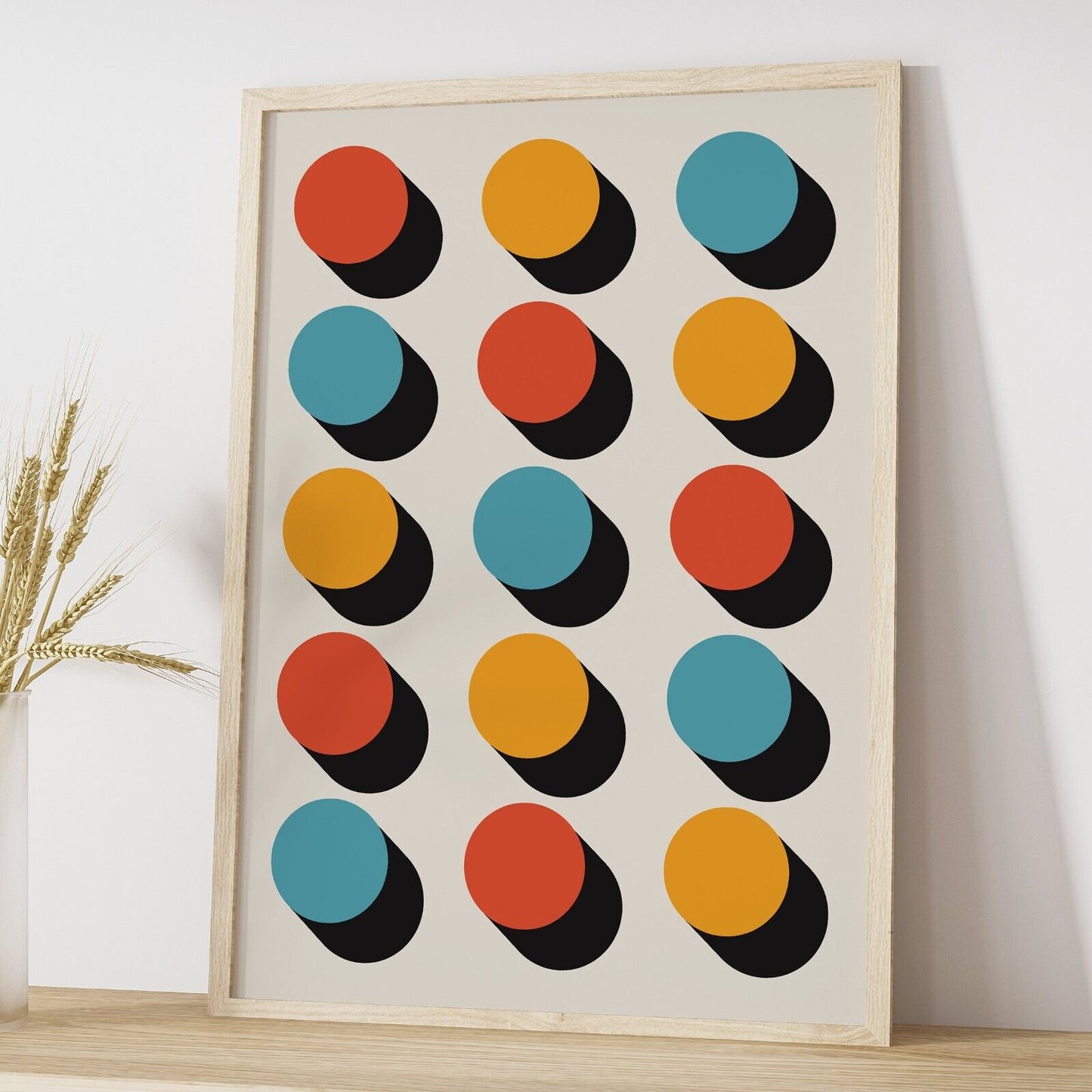 Retro Polkadots Art Print, Vintage Dots Print, Mid Century Wall Art