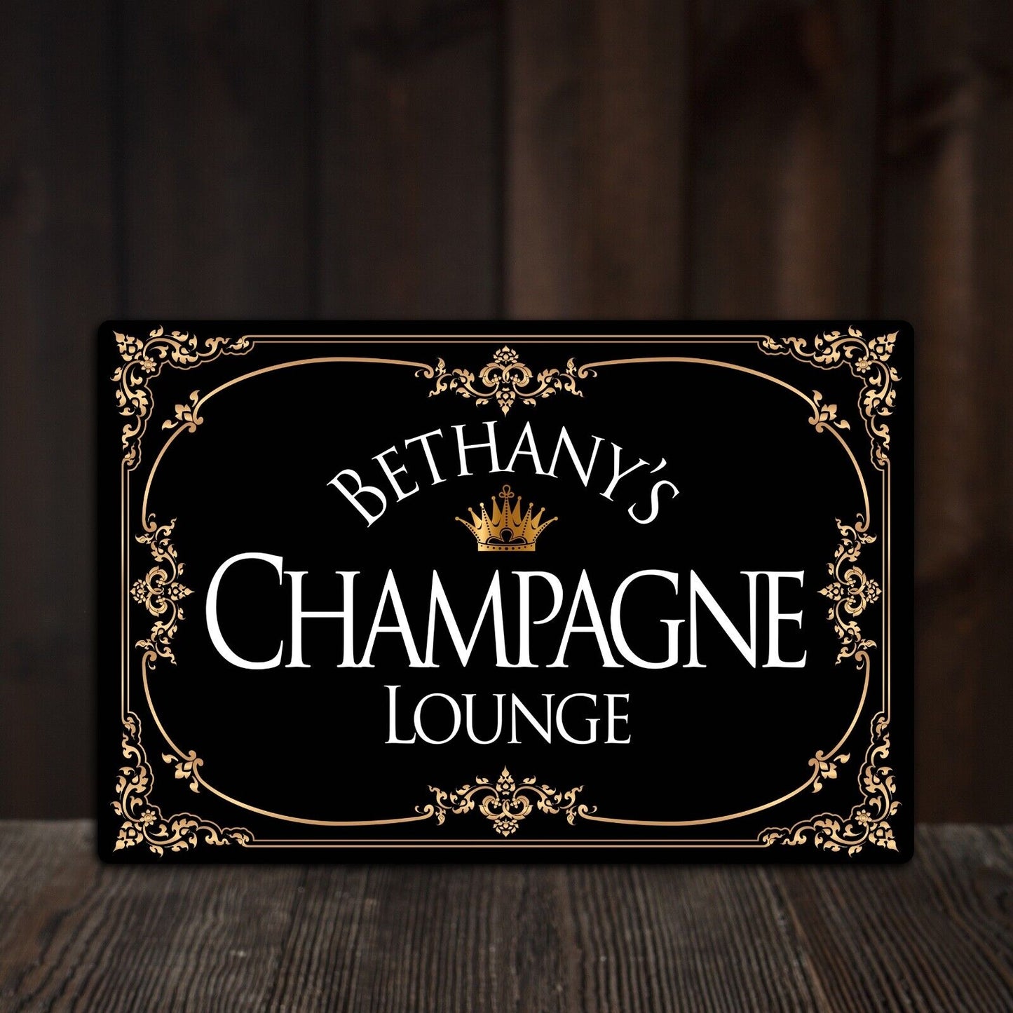 PERSONALISED Champagne Lounge Name Plaque, Tin Plaque, Tin Sign, Door Sign